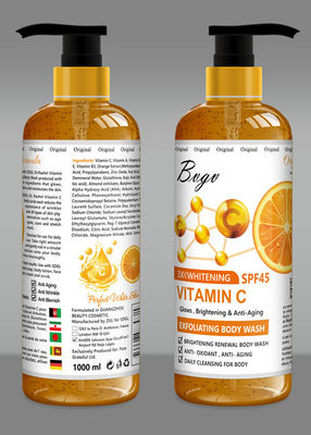 O corpo hidratando Exfoliating alaranjado da lavagem do corpo do gel do chuveiro da vitamina C esfrega